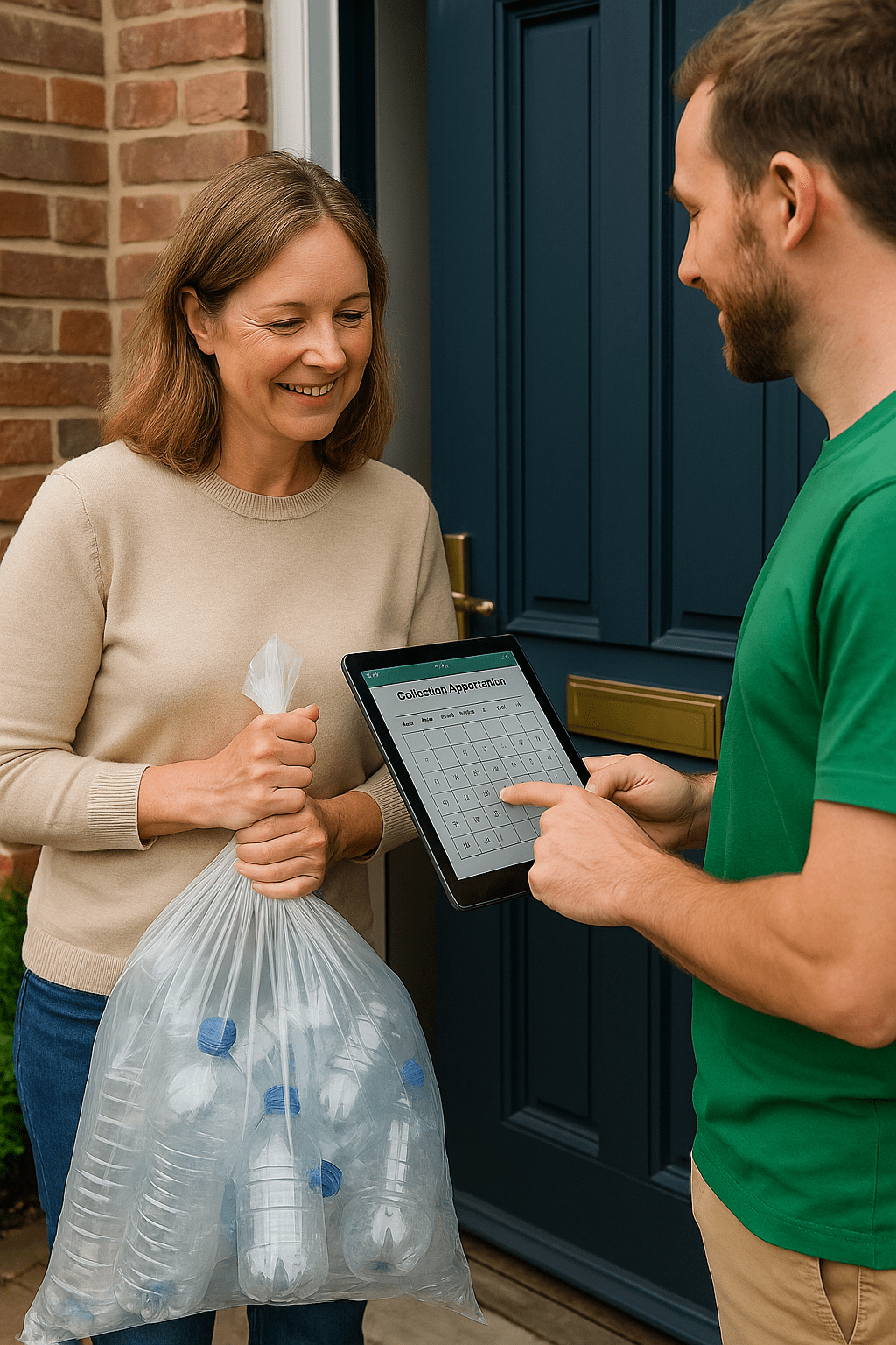 Vrijwilliger haalt flesjes op